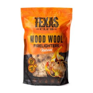 Розпалювачі вогню TEXAS CLUB із органічної деревної стружки, 25 шт. (FIRE-WOOL)